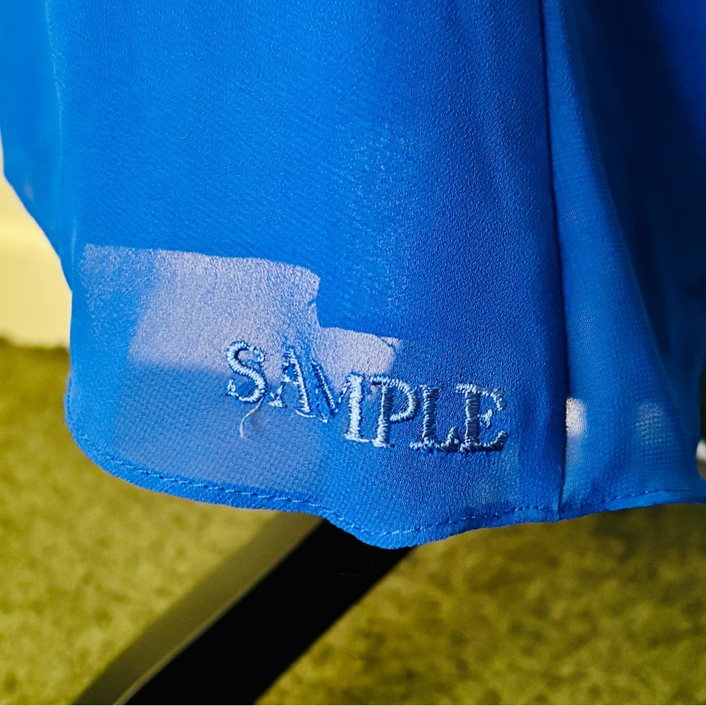 Bill Levkoff Sample Size US 12 One Shoulder Blue Wrap Detail Formal Mini Dress - Picture 6 of 15